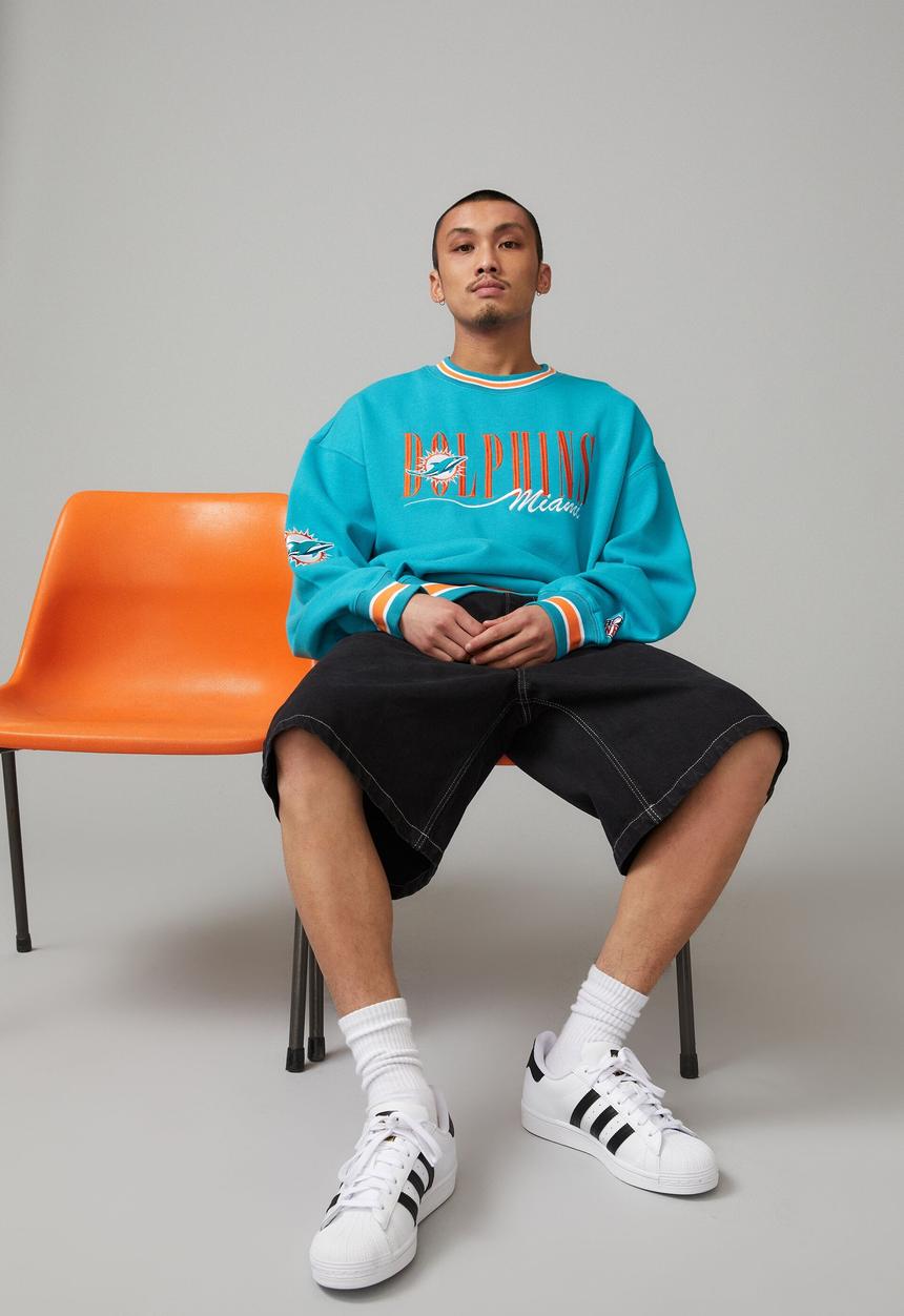 Factorie - Oversized nfl crew - lcn nfl teal/dolphins tipped