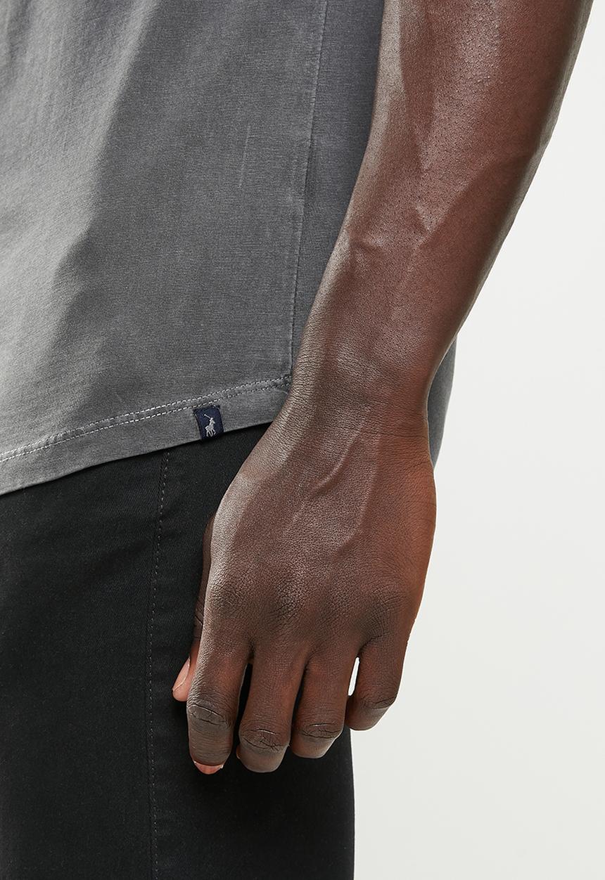 POLO - Men pjc clive short sleeve overdyed tee - black
