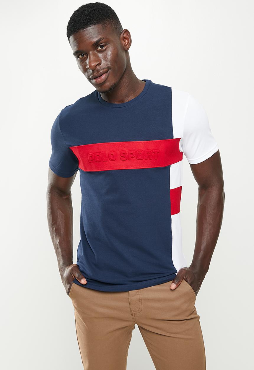 POLO - Men sport nonkosi colour block tee - navy