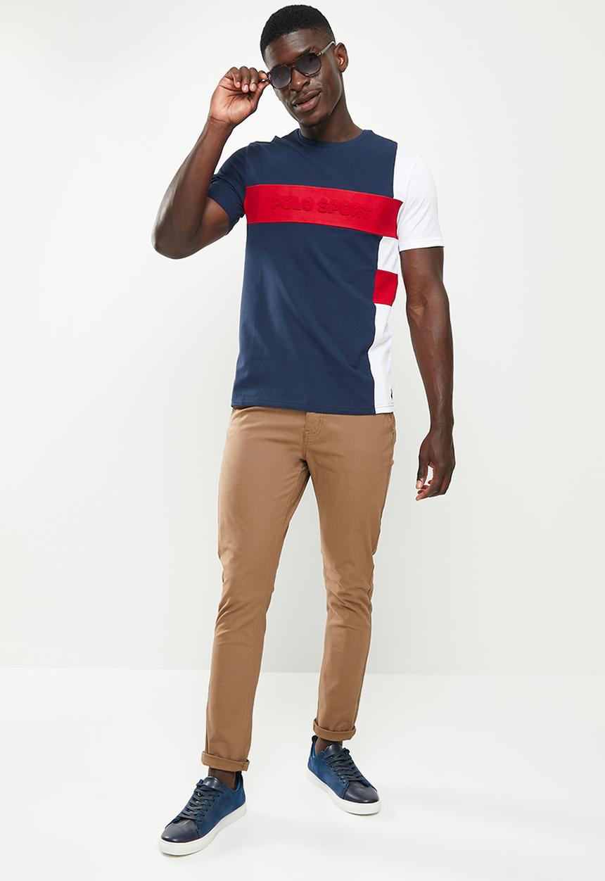 POLO - Men sport nonkosi colour block tee - navy