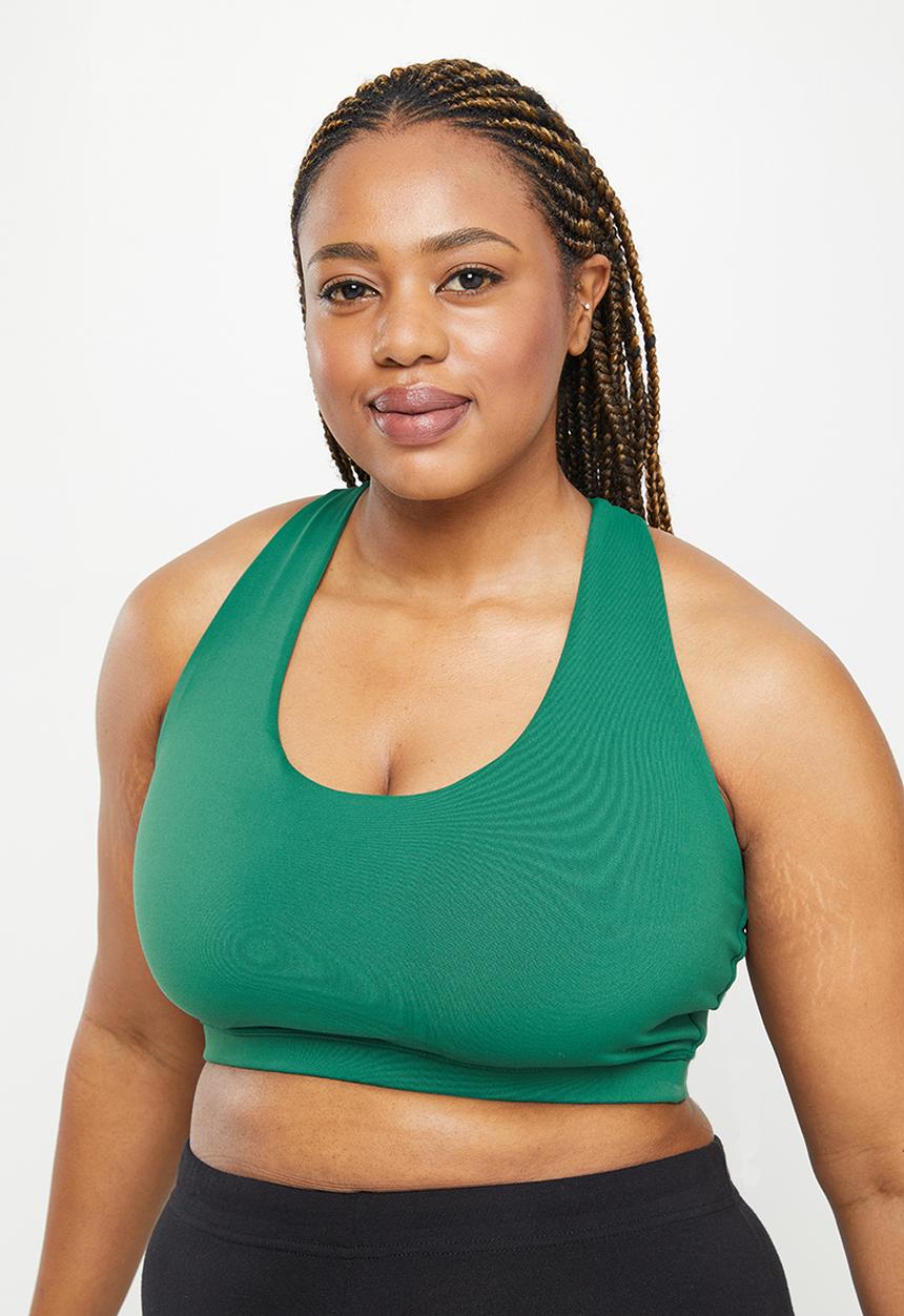 Cotton On - Curve  active strappy sports crop - verdant green