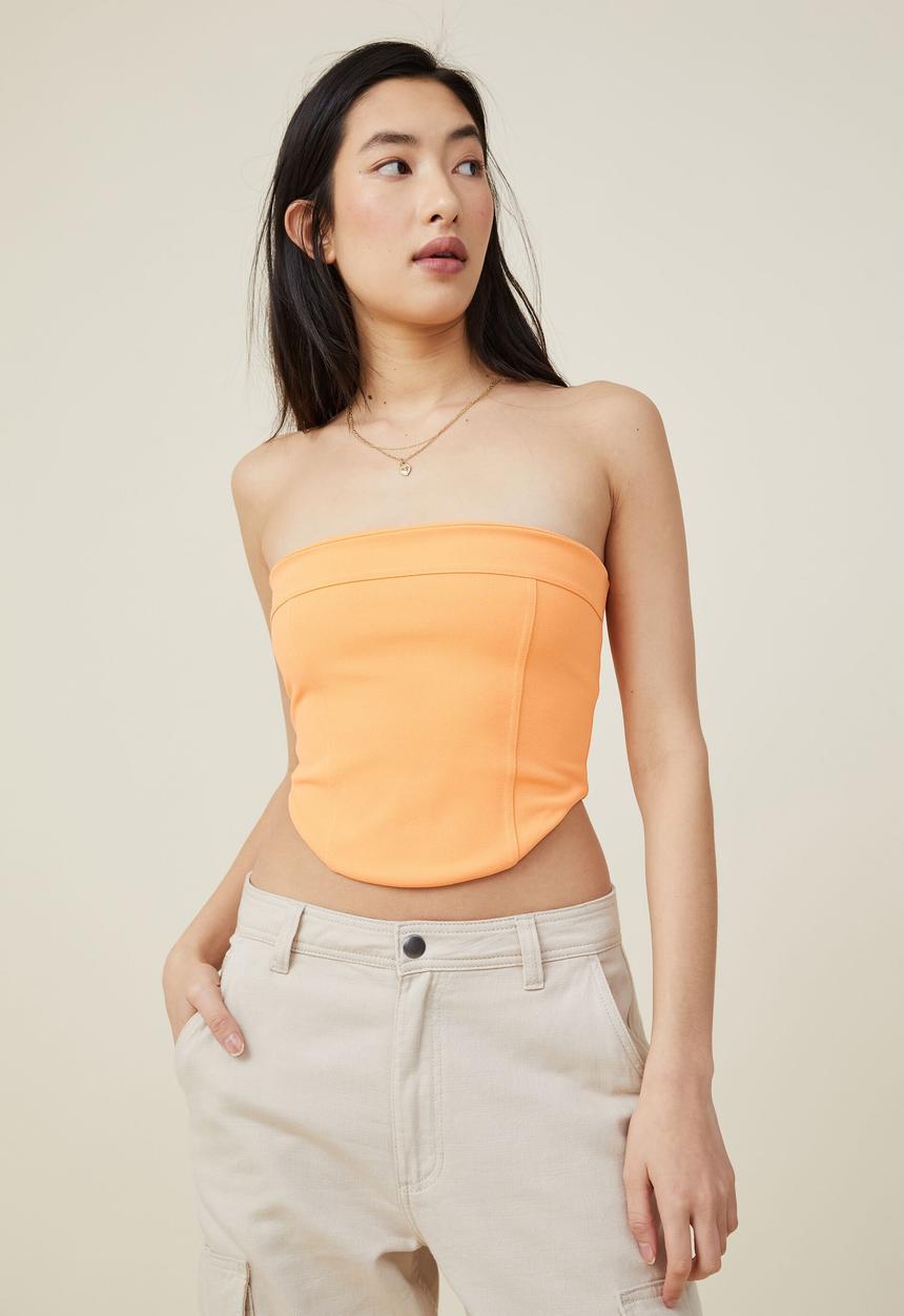 Cotton On - Clarke corset tube top - soft orange