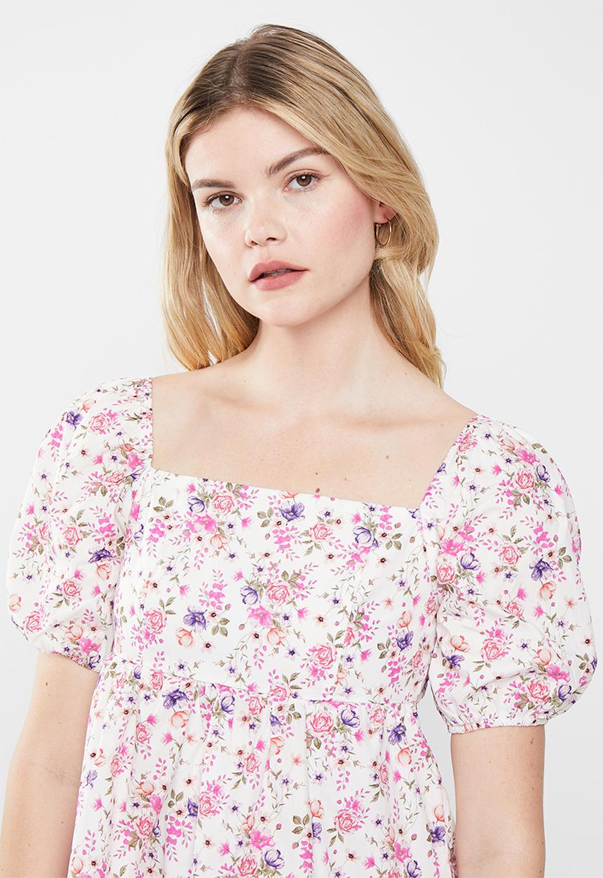 Glamorous - Ladies dress - white vintage flower