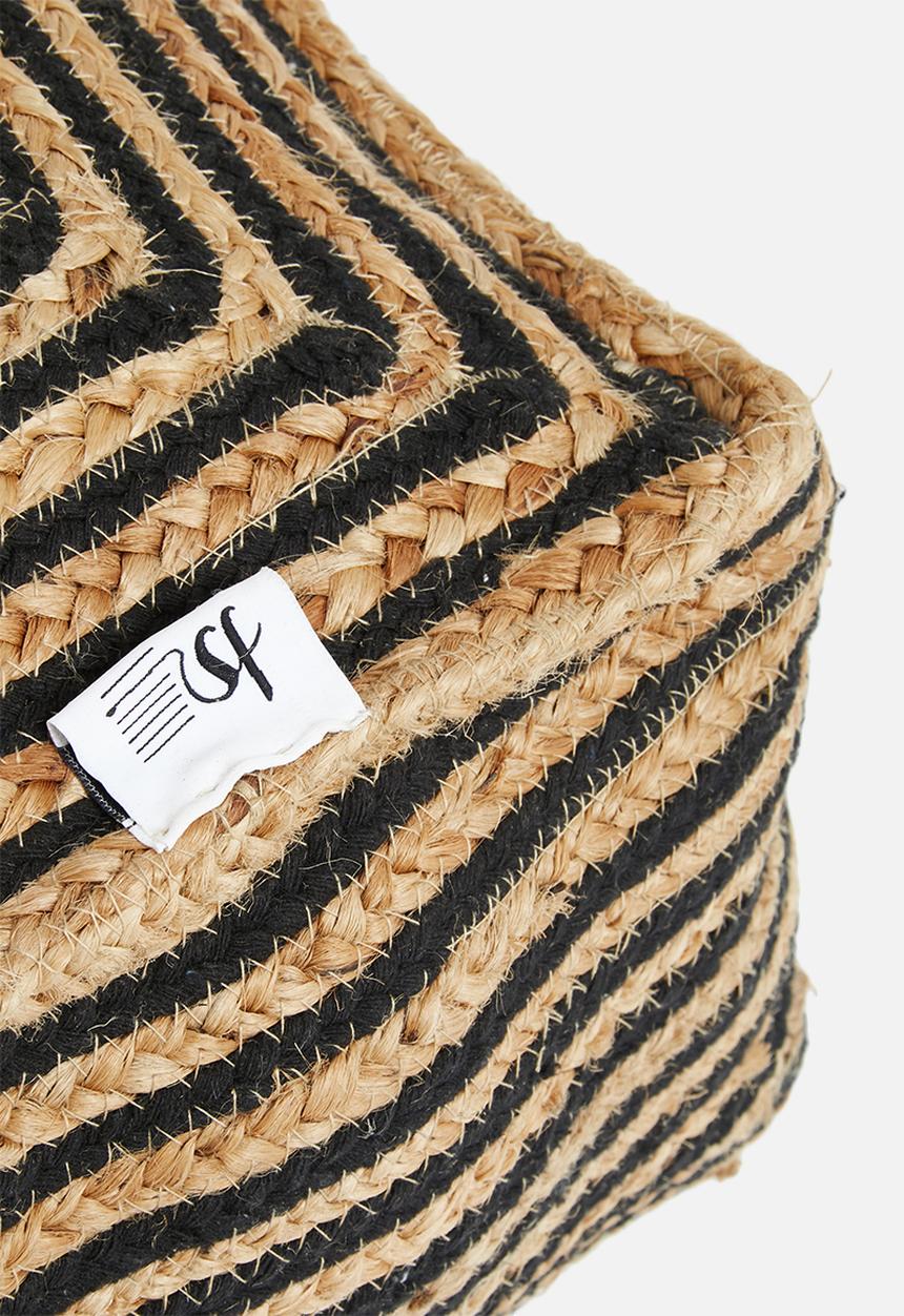 Sixth Floor - Topo patio floor cushion -black and natural
