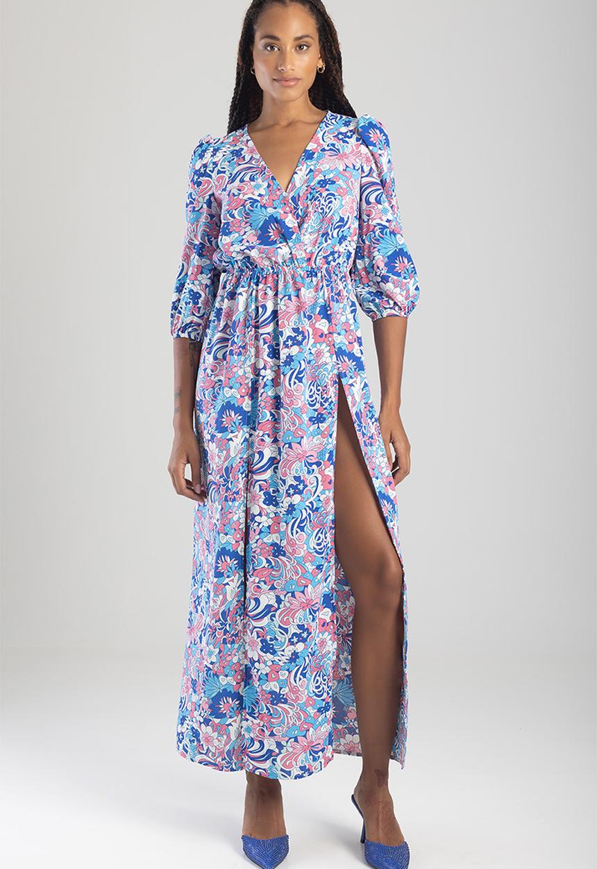 SISSY BOY - Your own reality: throw over dress with front slits - blue multi
