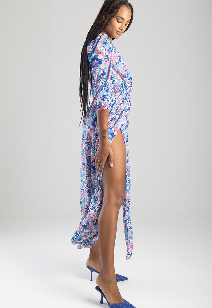 SISSY BOY - Your own reality: throw over dress with front slits - blue multi