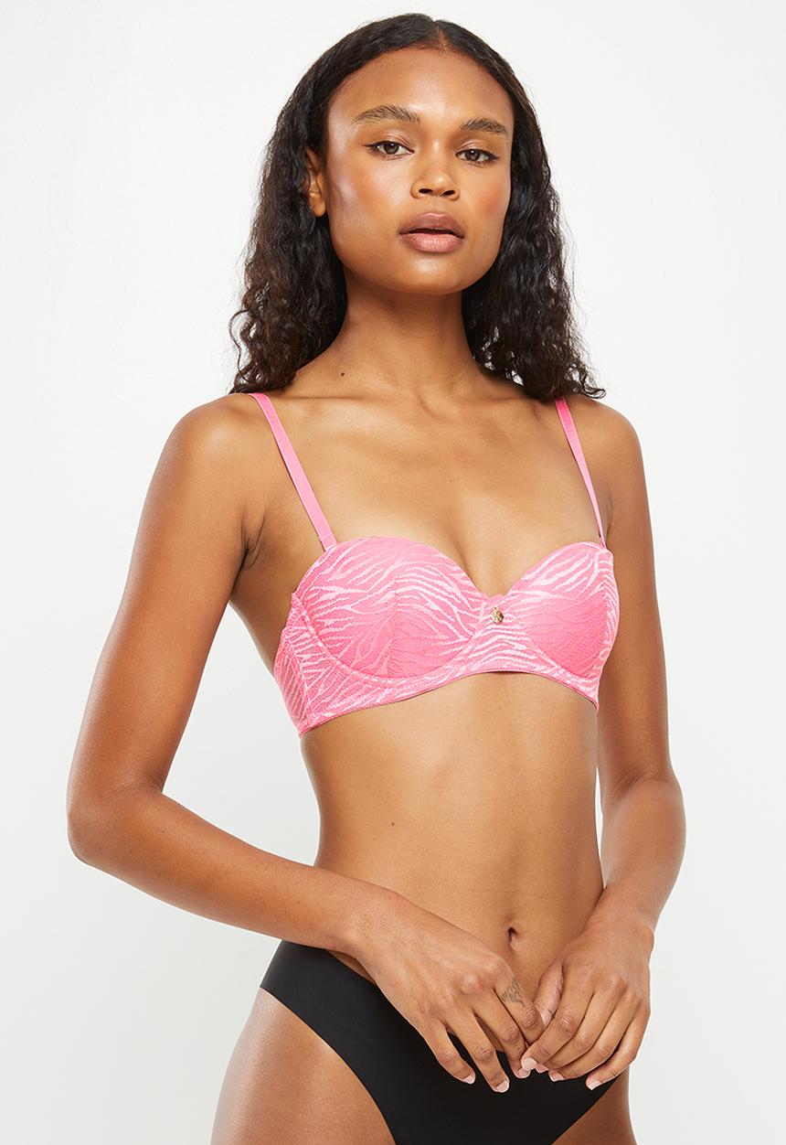 KANGOL - 2pk zebra mesh multi-way bra - melon pink & black