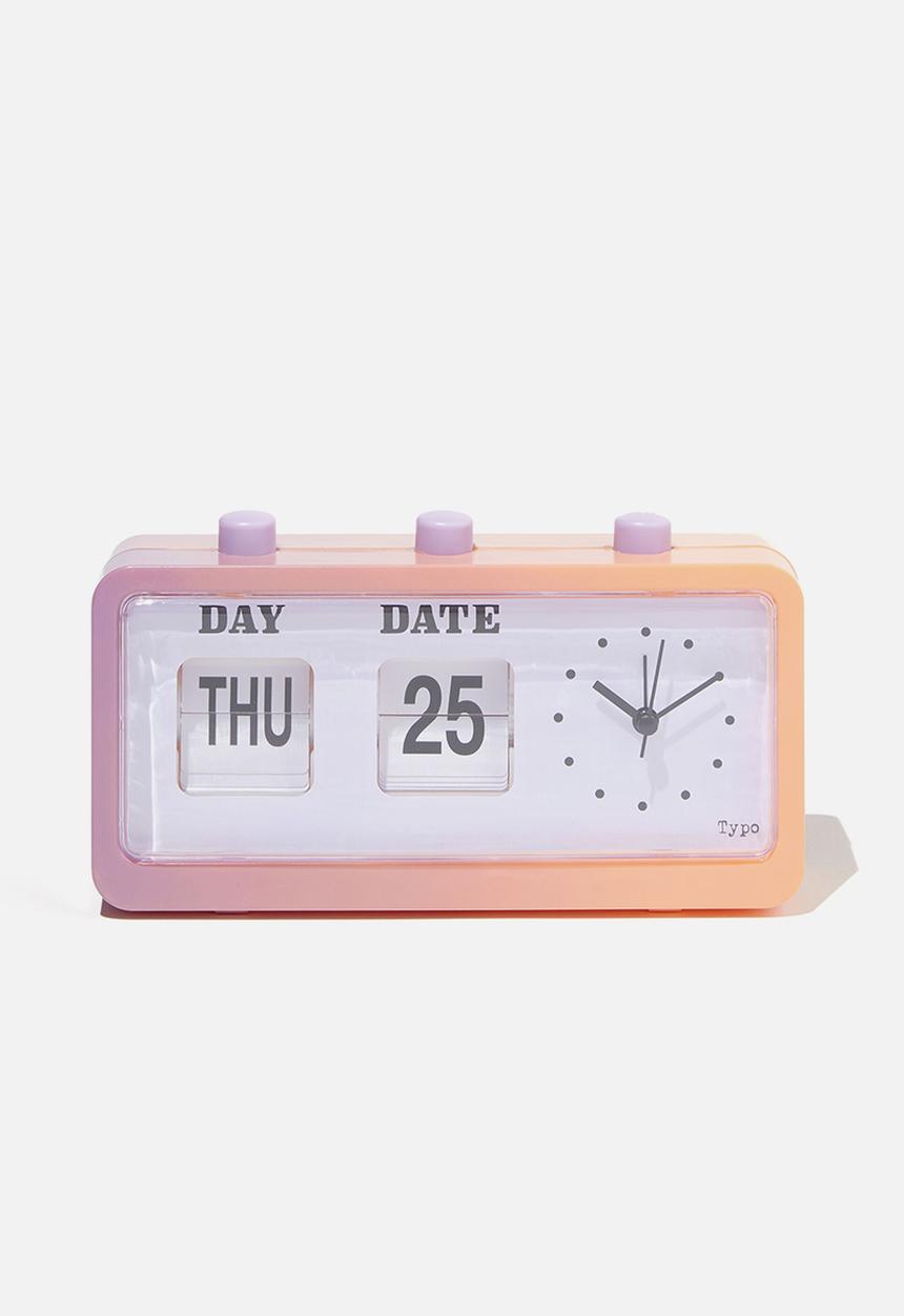 Typo - Retro flip clock - lilac & tropical peach ombre