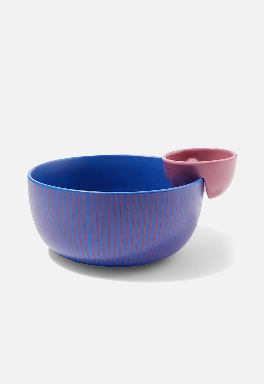Typo - Double dip bowl - fuchsia dark blue stripe