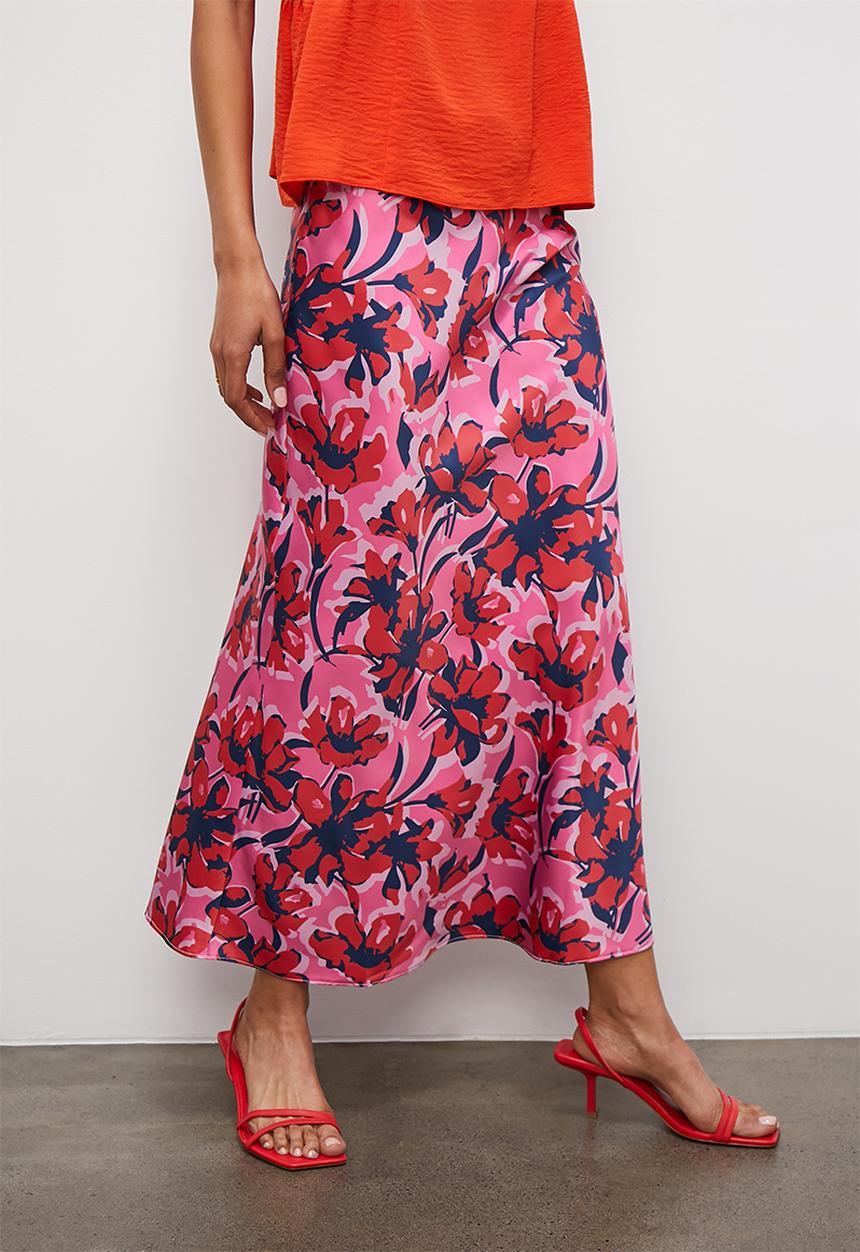 Superbalist - Long midi slip skirt - pink ditsy