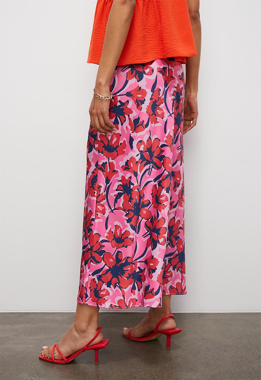 Superbalist - Long midi slip skirt - pink ditsy