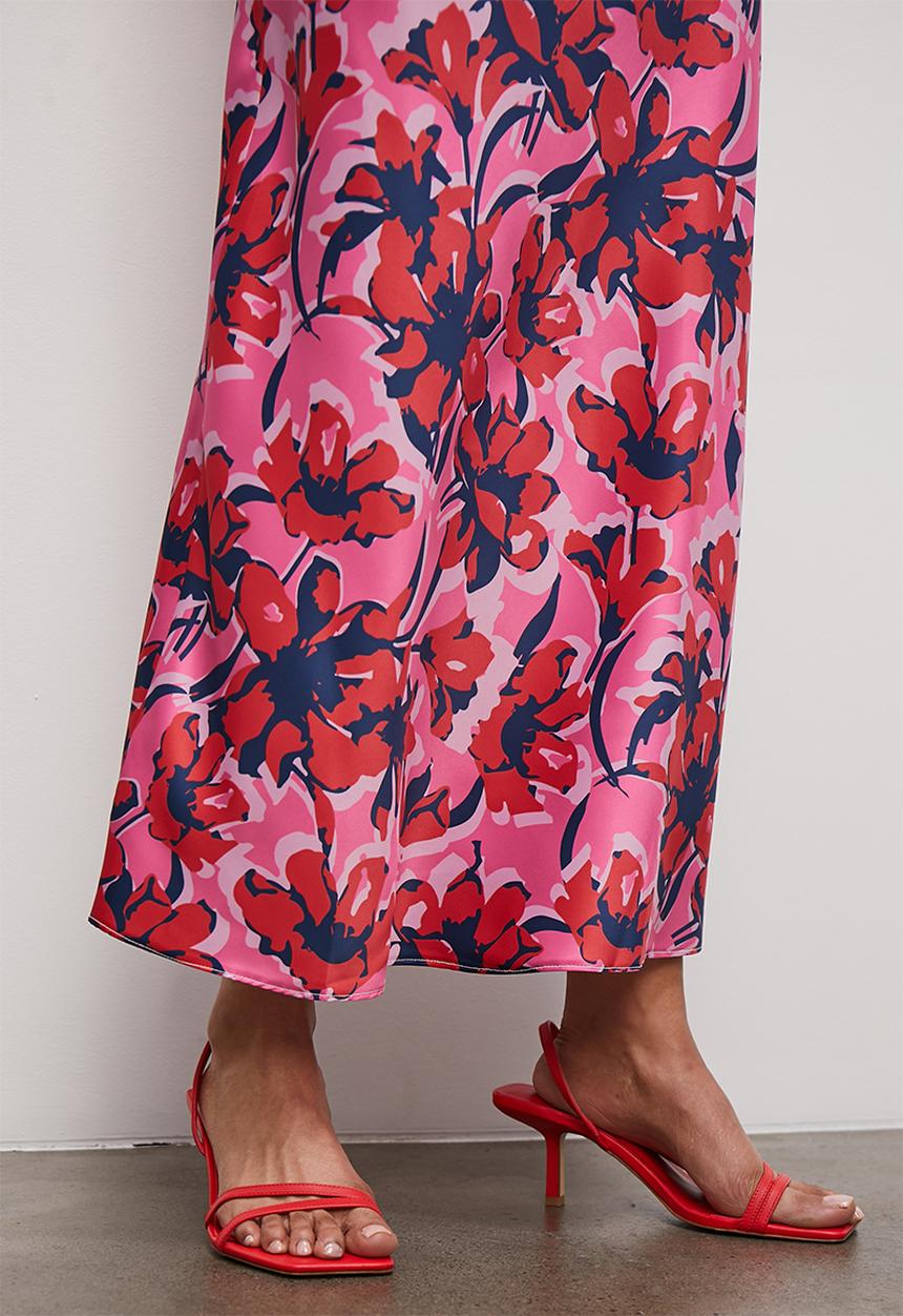 Superbalist - Long midi slip skirt - pink ditsy