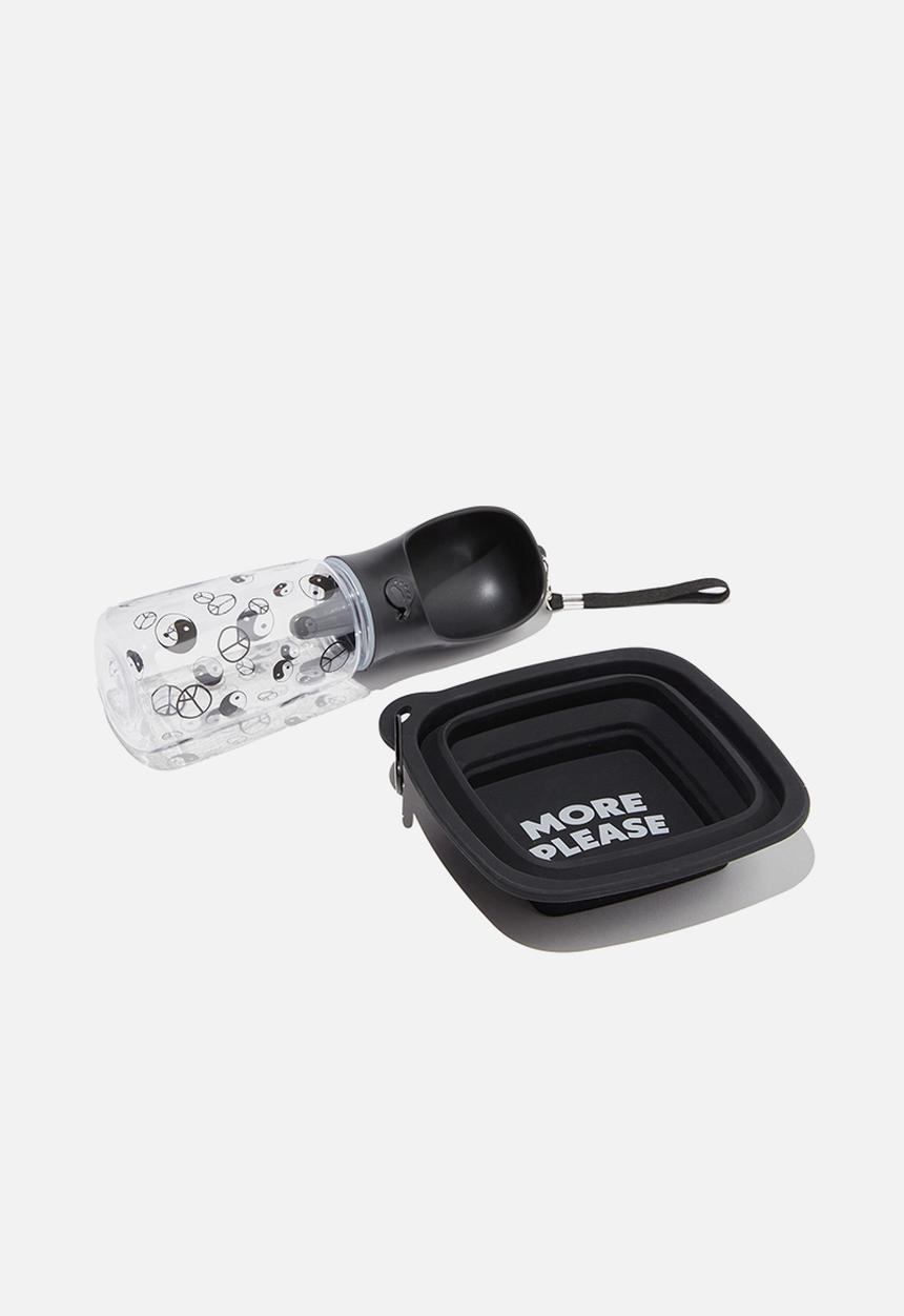 Typo - Dog on-the-go eat & drink set - black yin yang more please
