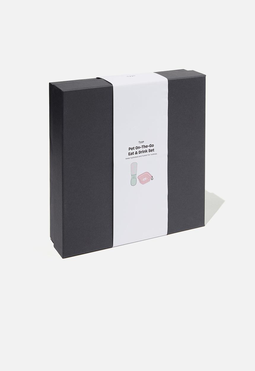 Typo - Dog on-the-go eat & drink set - messy ditsy spring mint & whisper pink