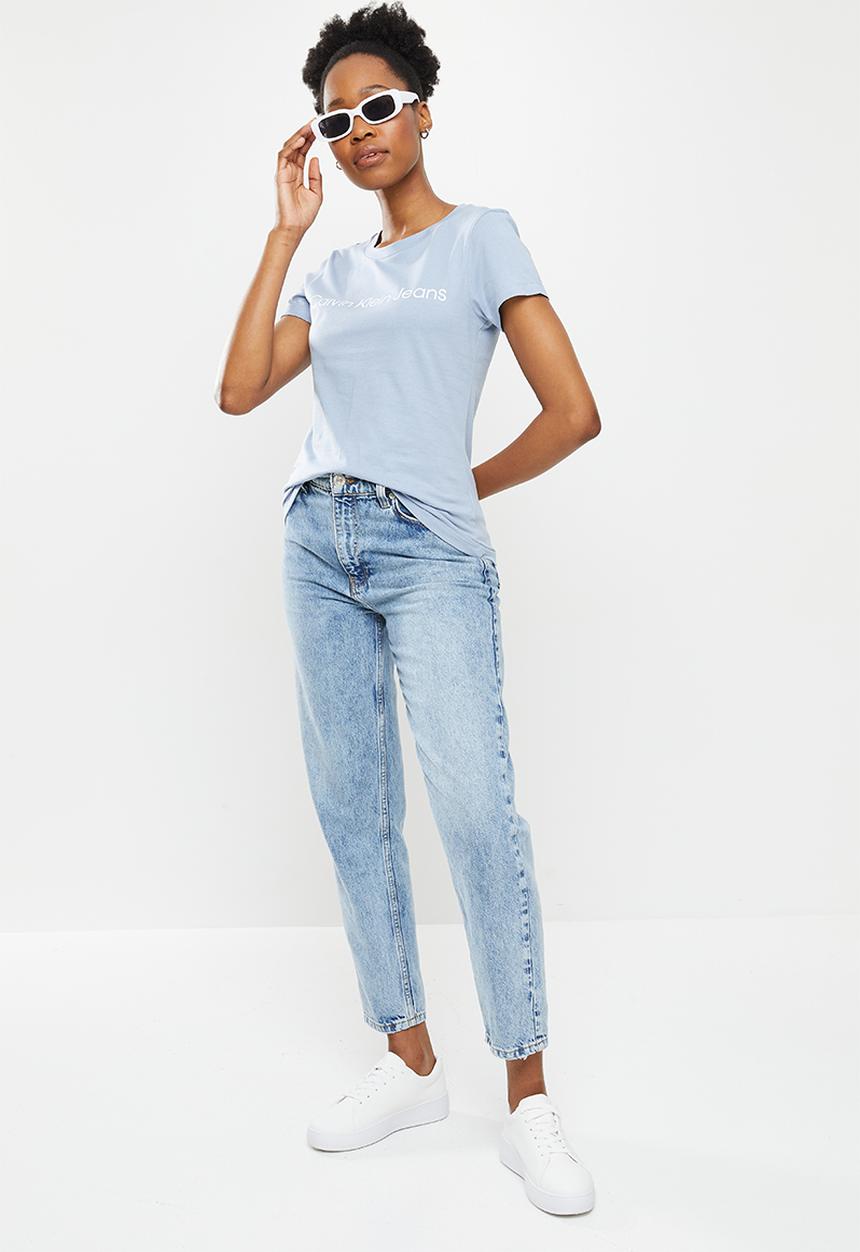 Calvin Klein - Institutional logo 2-pack tee - bright white & silver sky