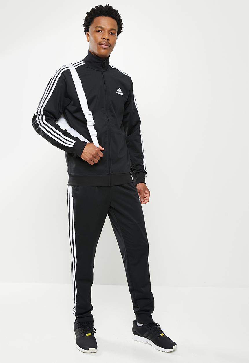 adidas Performance - Essentials 3 stipe tracksuit - black & white