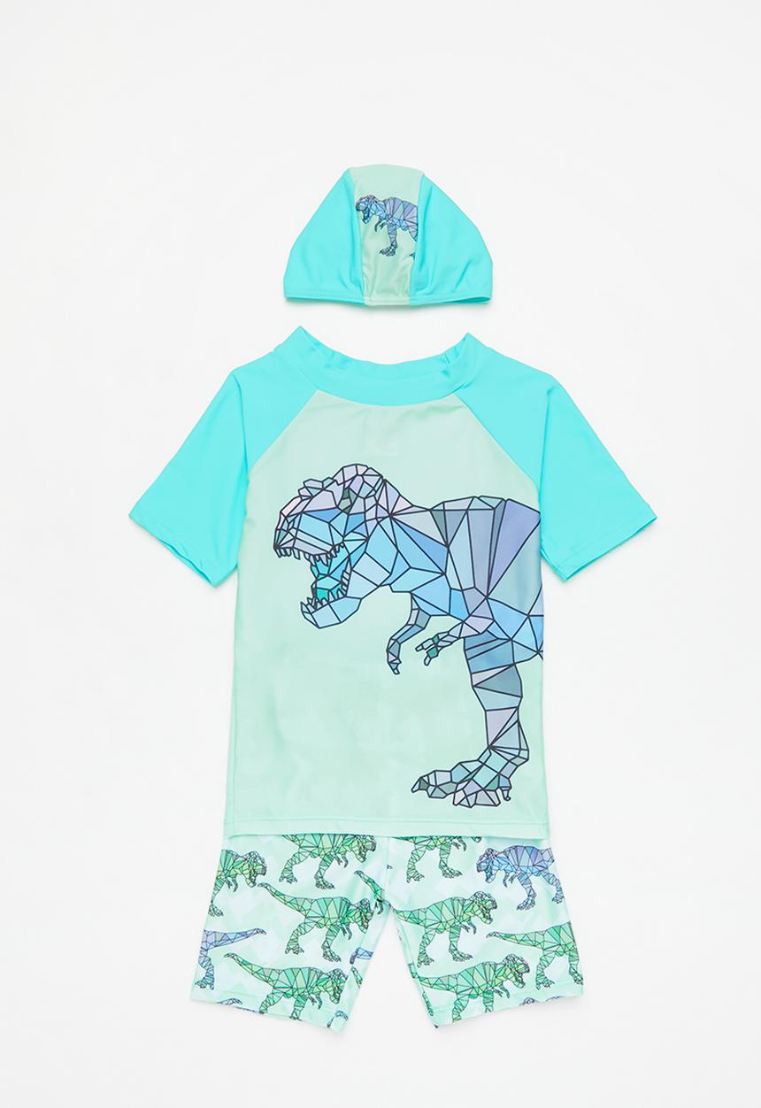 Rebel Republic - Boys dino swim set & hat set - blue