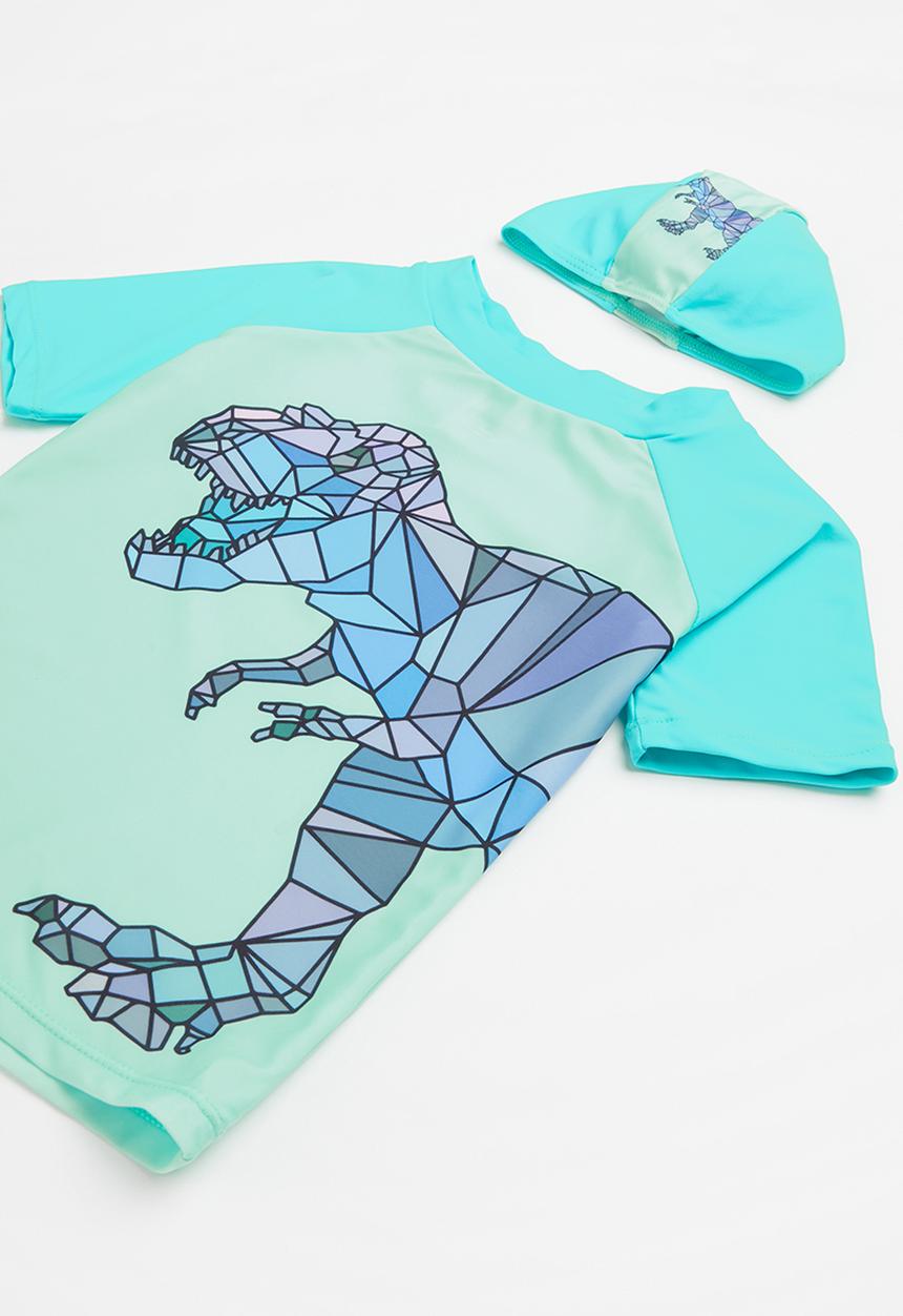 Rebel Republic - Boys dino swim set & hat set - blue