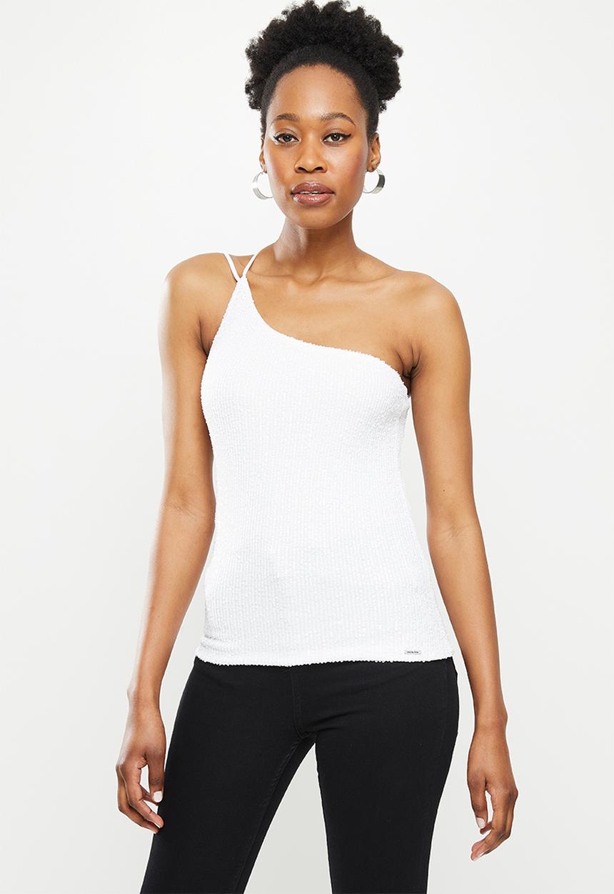 SISSY BOY - Little reminders: asymmetric sequin top - off white