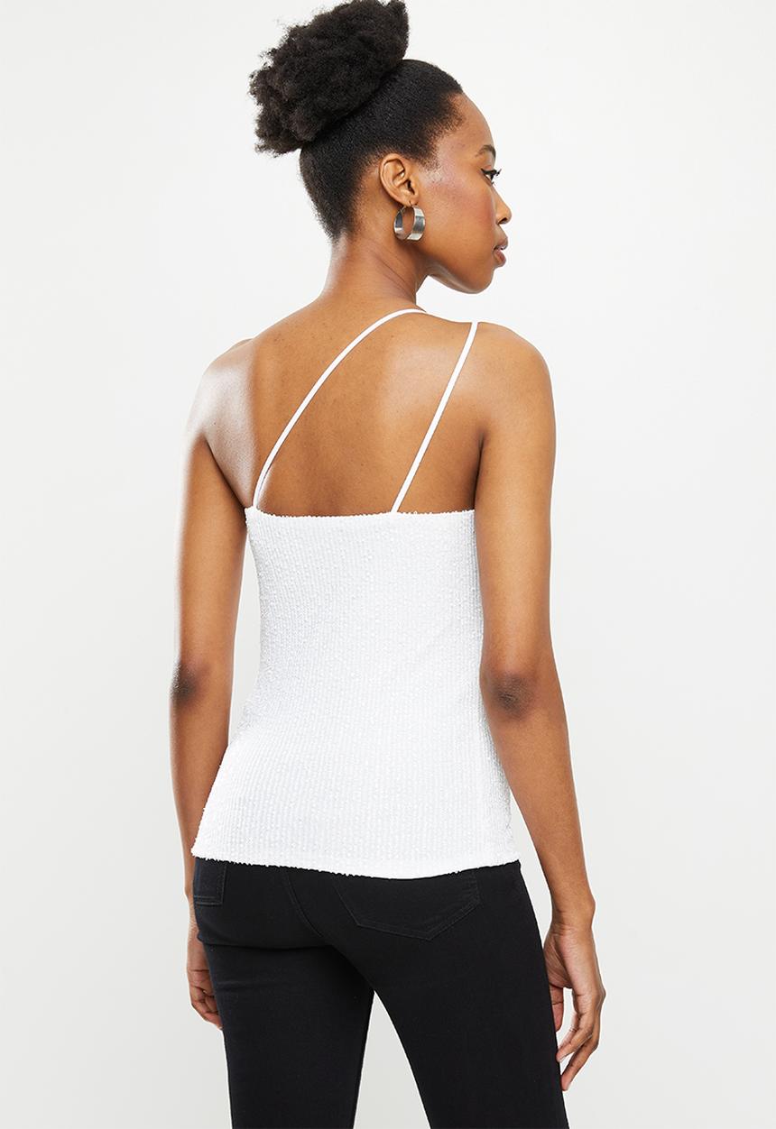 SISSY BOY - Little reminders: asymmetric sequin top - off white
