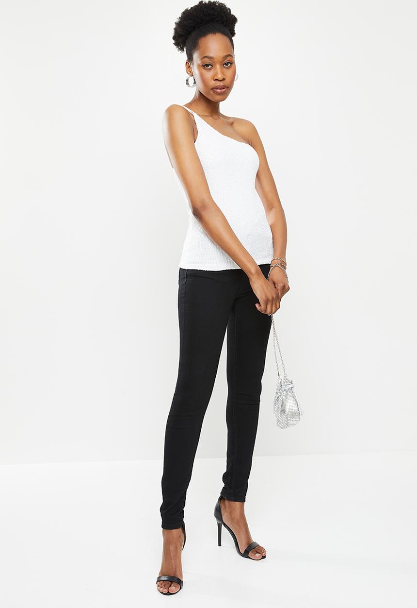 SISSY BOY - Little reminders: asymmetric sequin top - off white