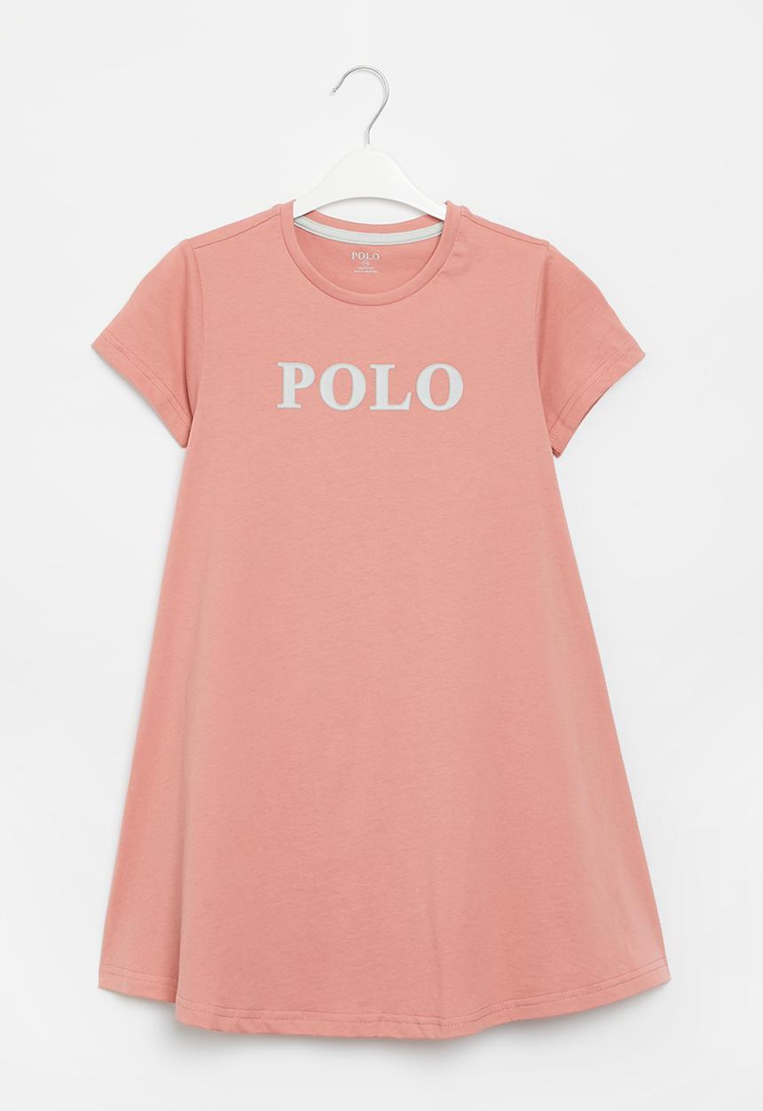 POLO - Girls printed short sleeve dress - pink