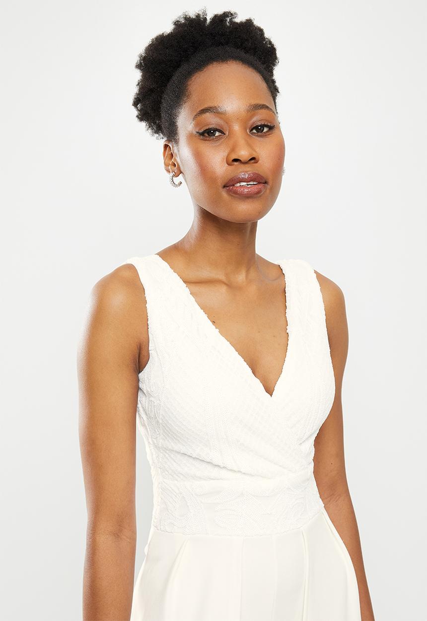 SISSY BOY - Heccers glam: jumpsuit with wide leg pant - off white