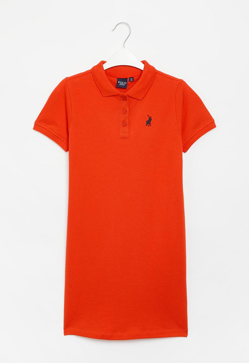 POLO - Girls classic golfer dress - fire red