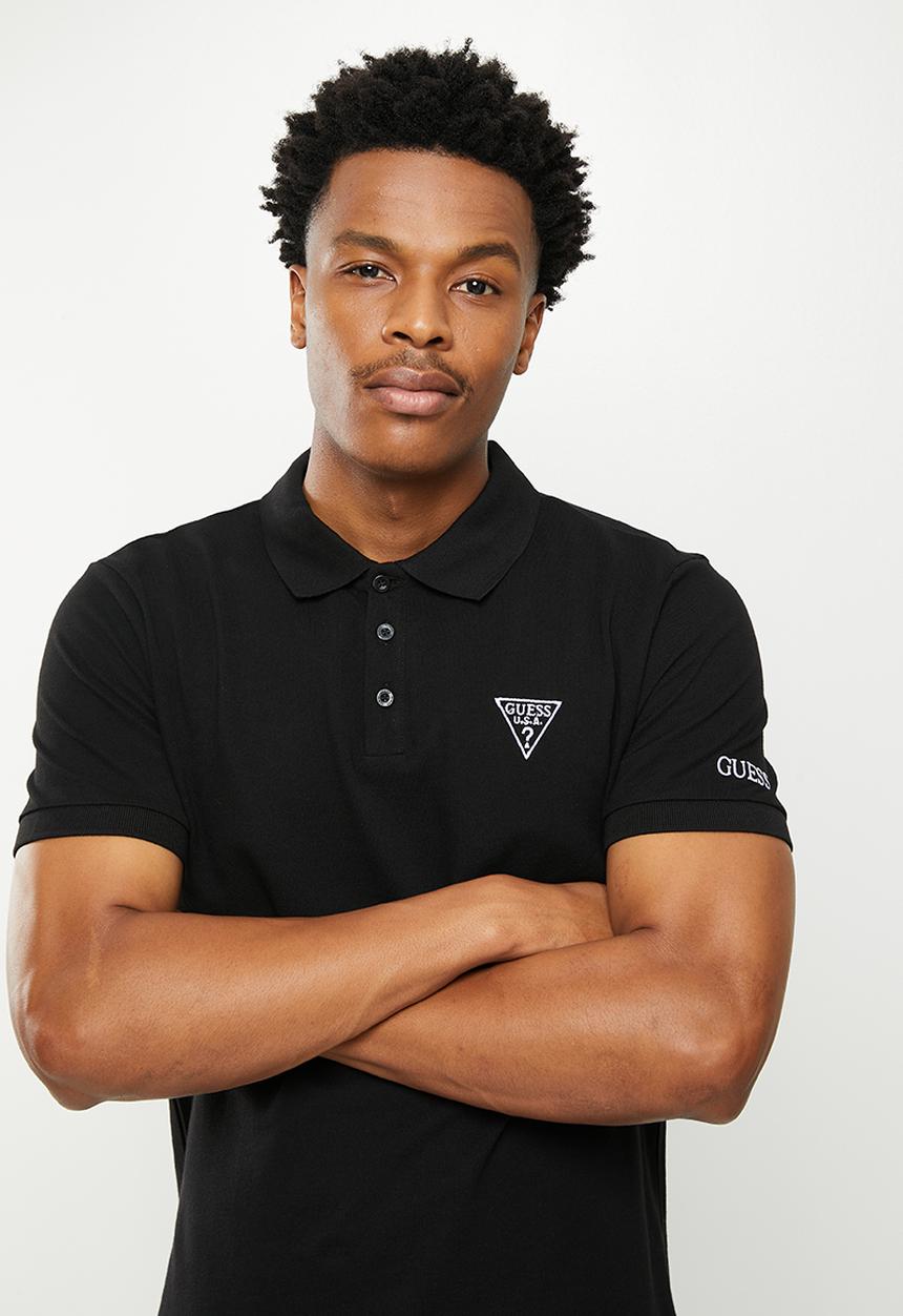 GUESS - Short sleeve guess classic golfer - jet black
