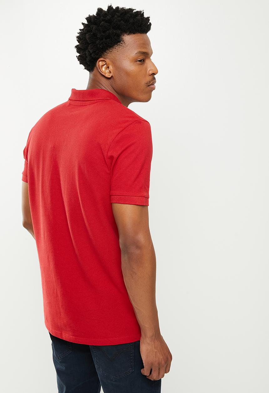 GUESS - Short sleeve guess classic golfer - chilli red