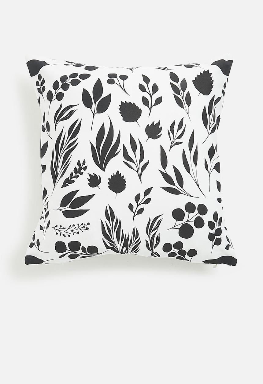 Hertex Fabrics - Shadow branch outdoor cushion cover - white & black