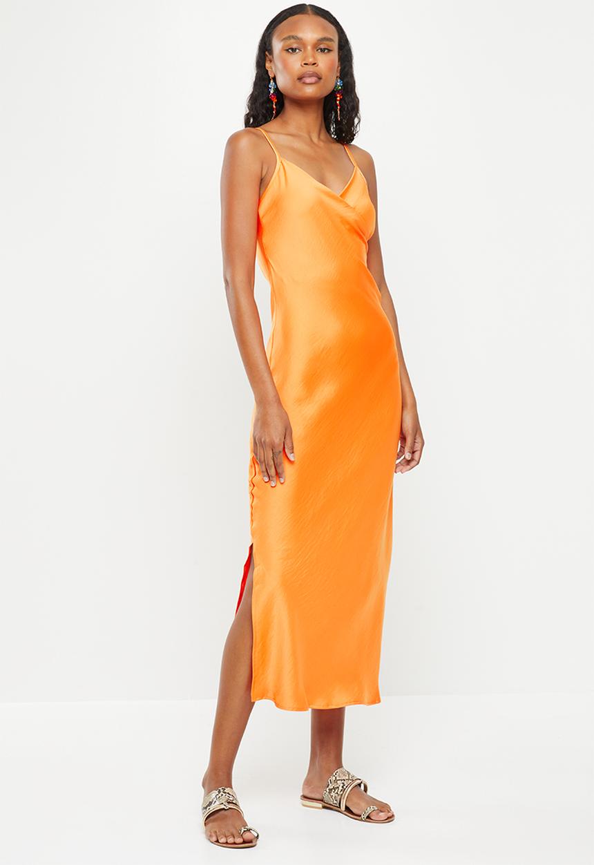 Me&B - Slit slip dress - orange