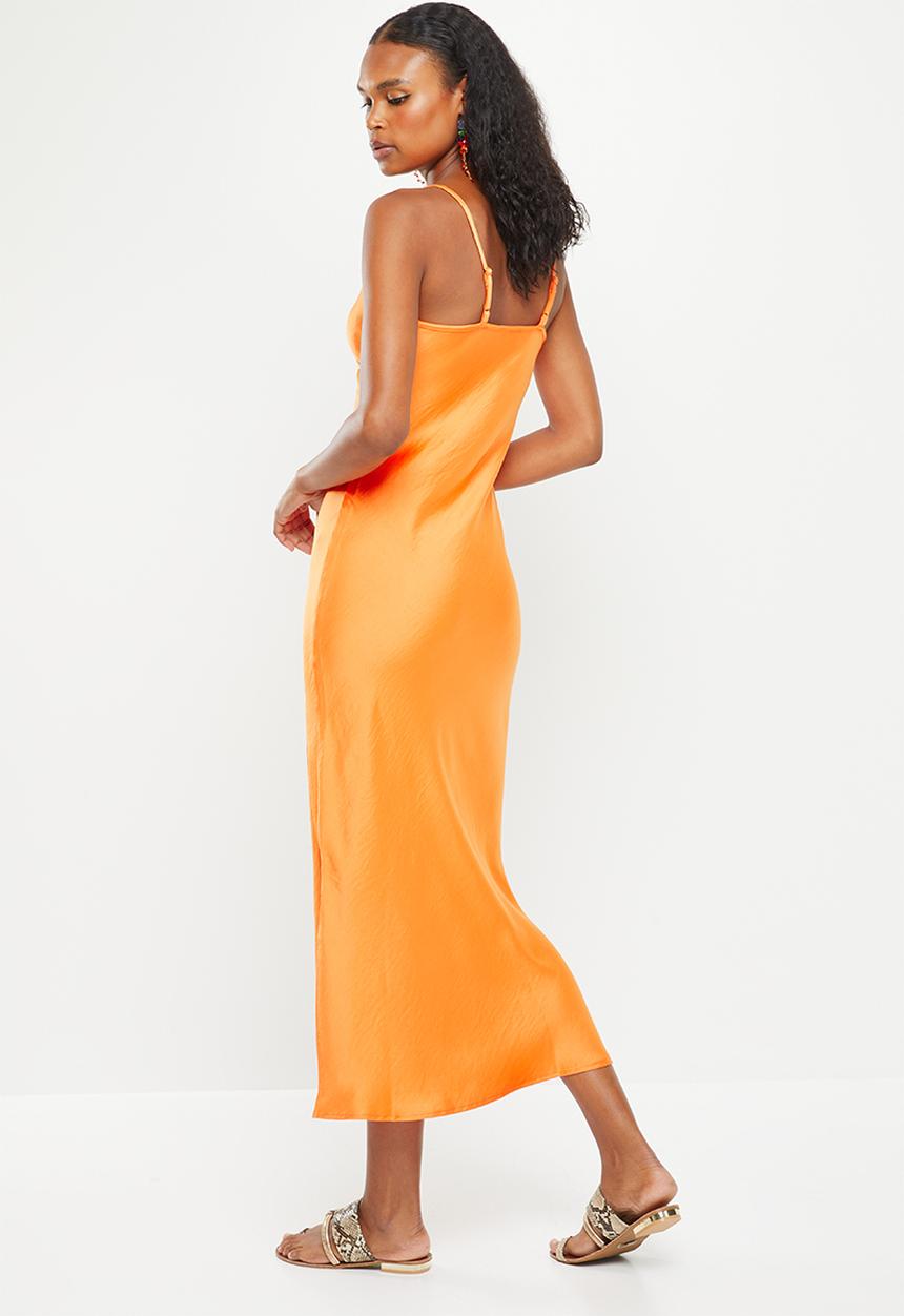 Me&B - Slit slip dress - orange
