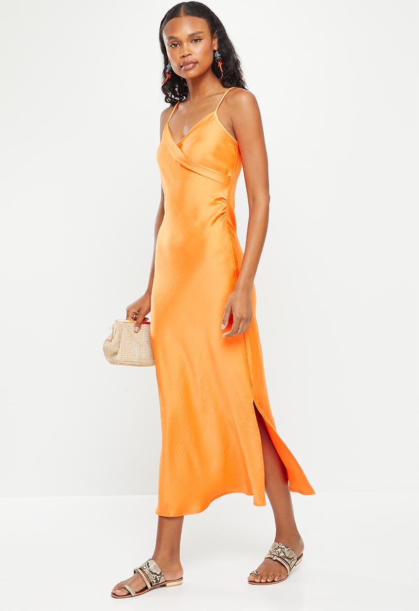 Me&B - Slit slip dress - orange