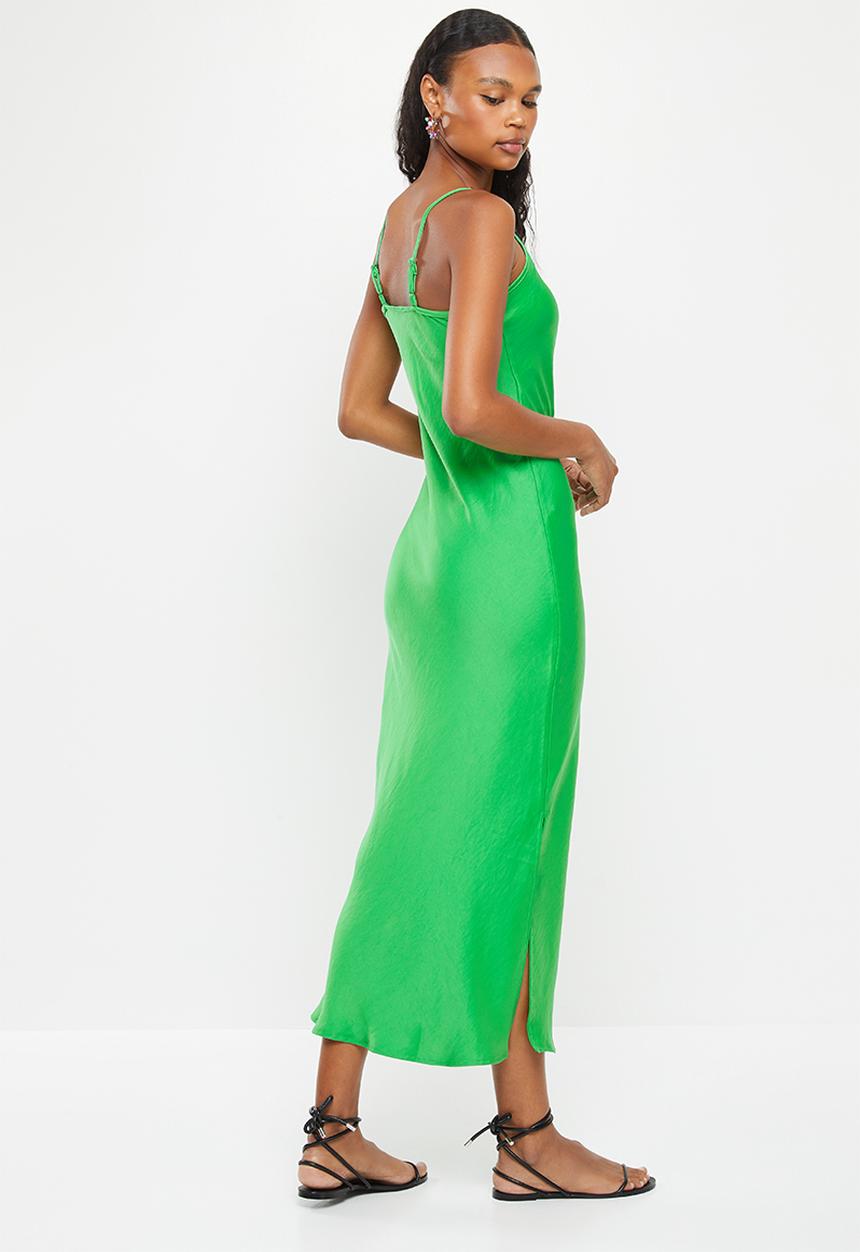 Me&B - Slit slip dress - green