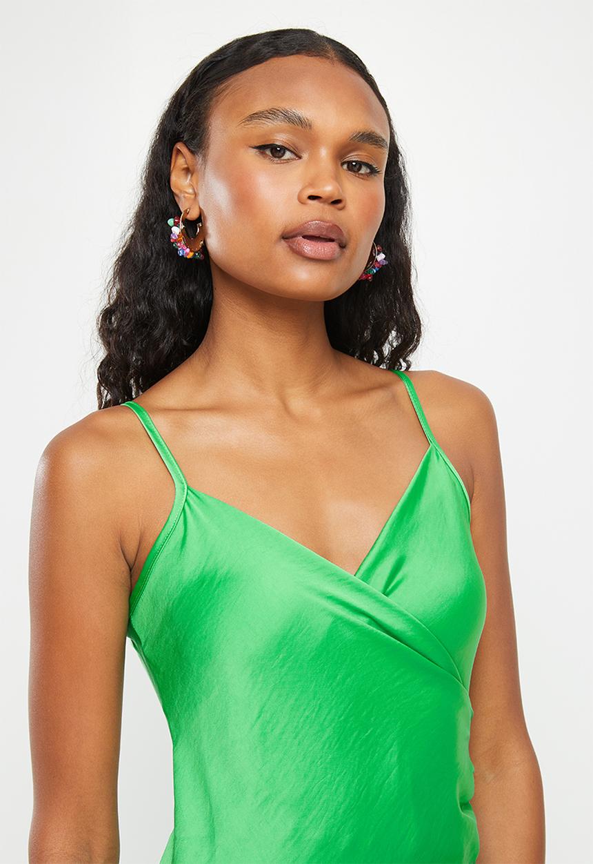 Me&B - Slit slip dress - green