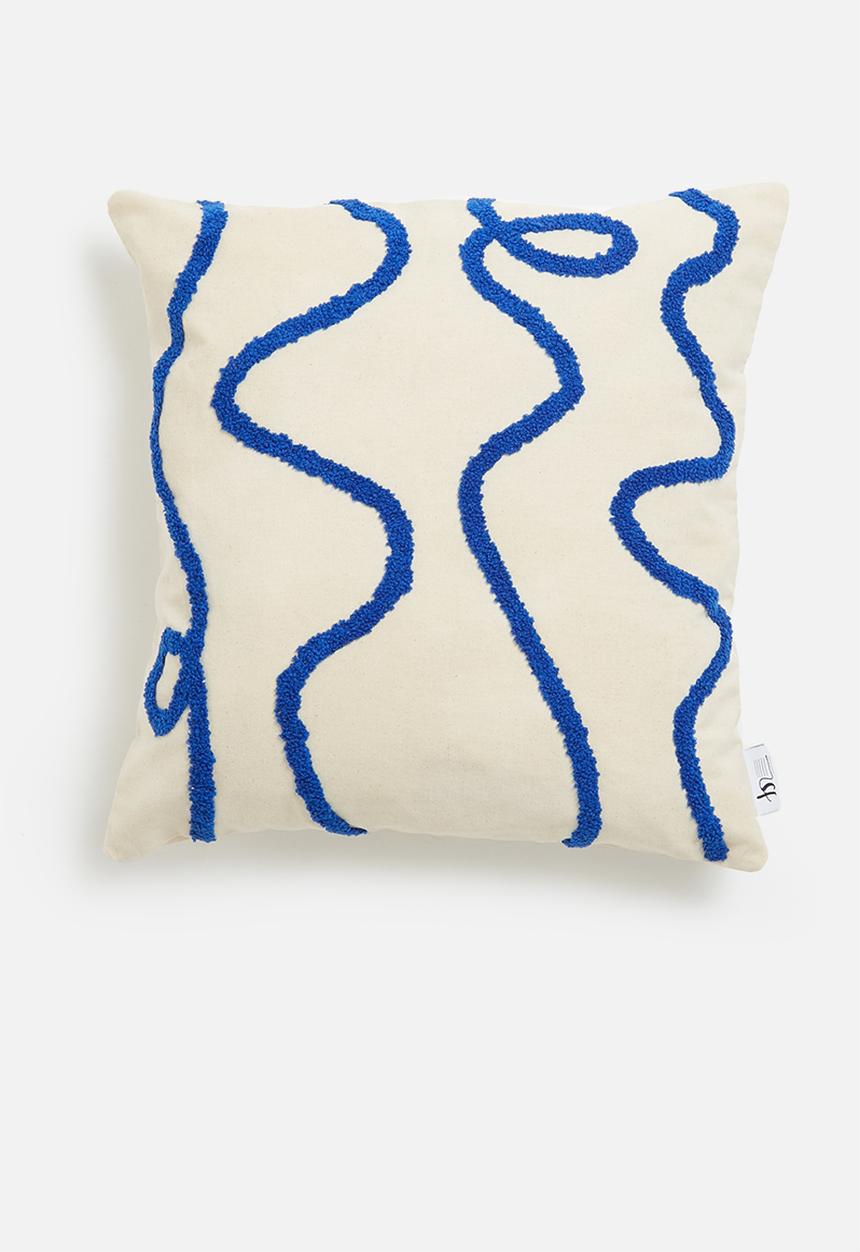 Sixth Floor - Rue cushion cover- navy and cream