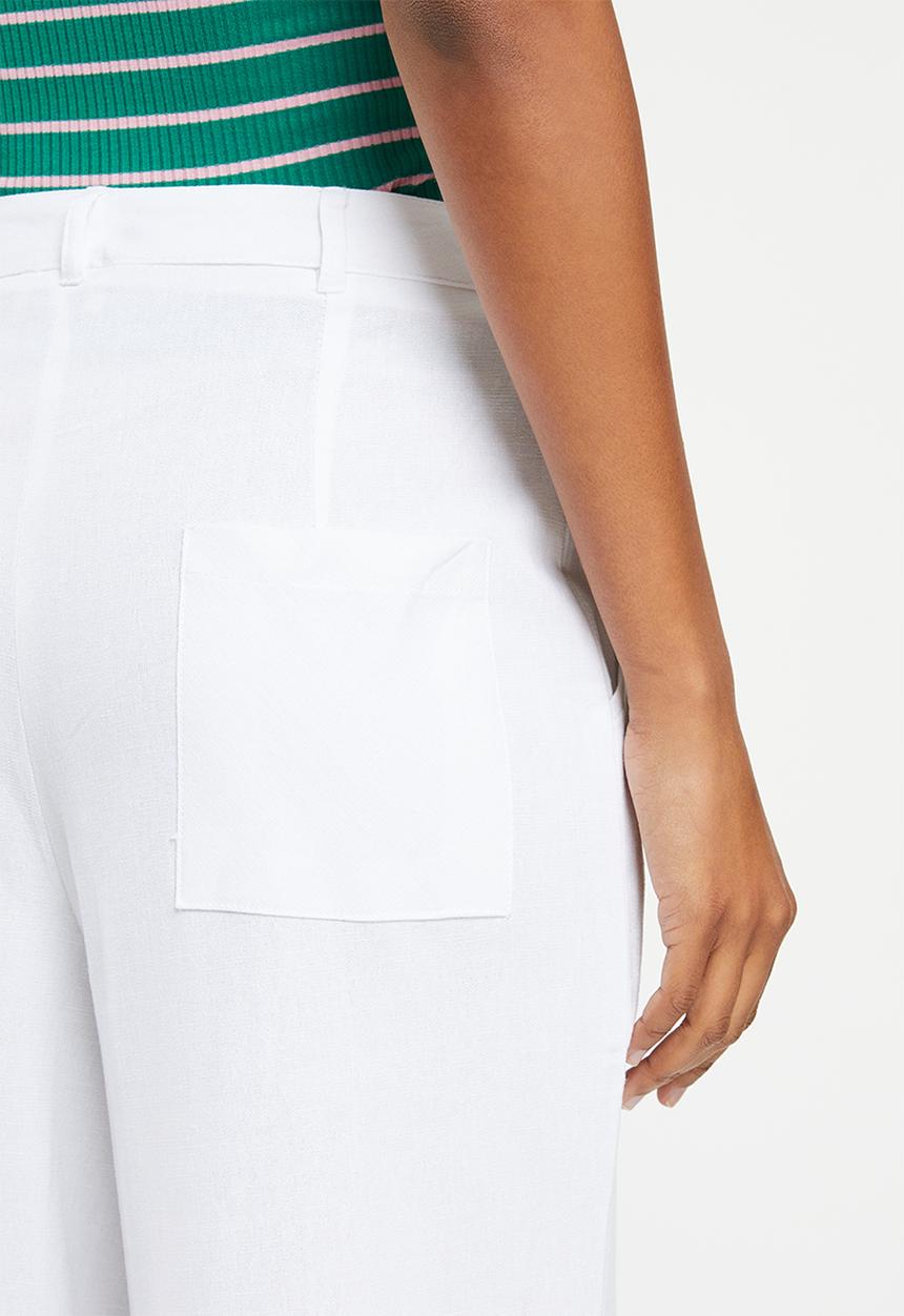 Me&B - Cropped linen checked pants  - white