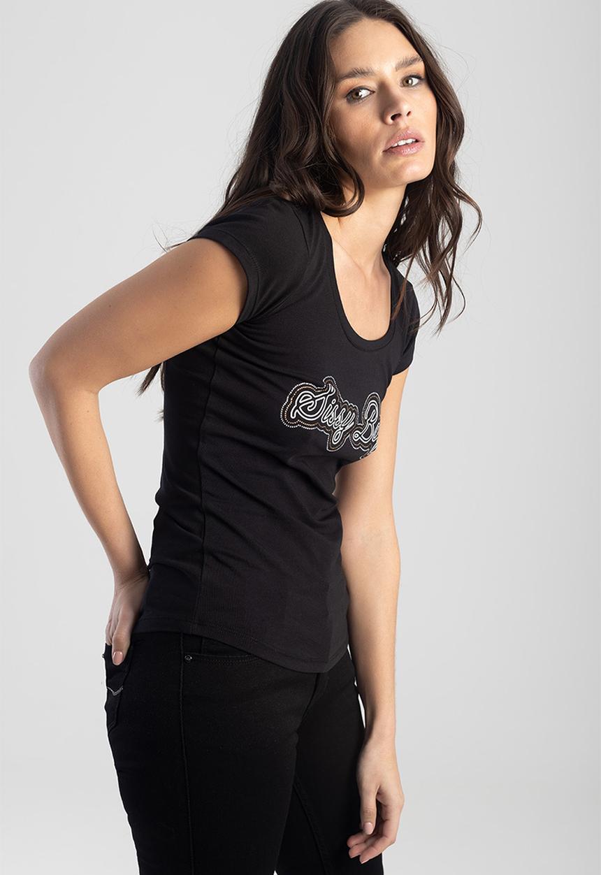 SISSY BOY - Sway with me:fitted cap sleeve logo top - black