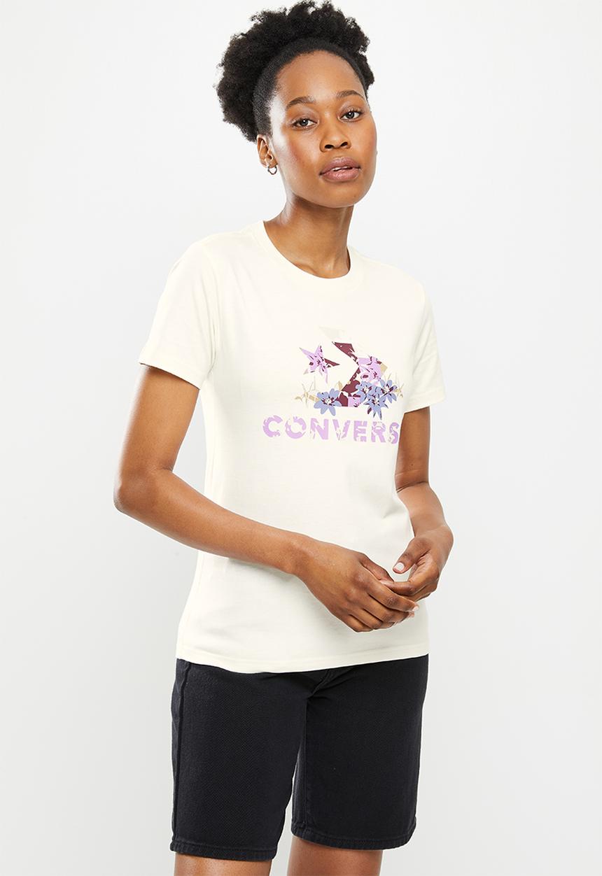 Converse - Star chevron abstract flowers tee - egret