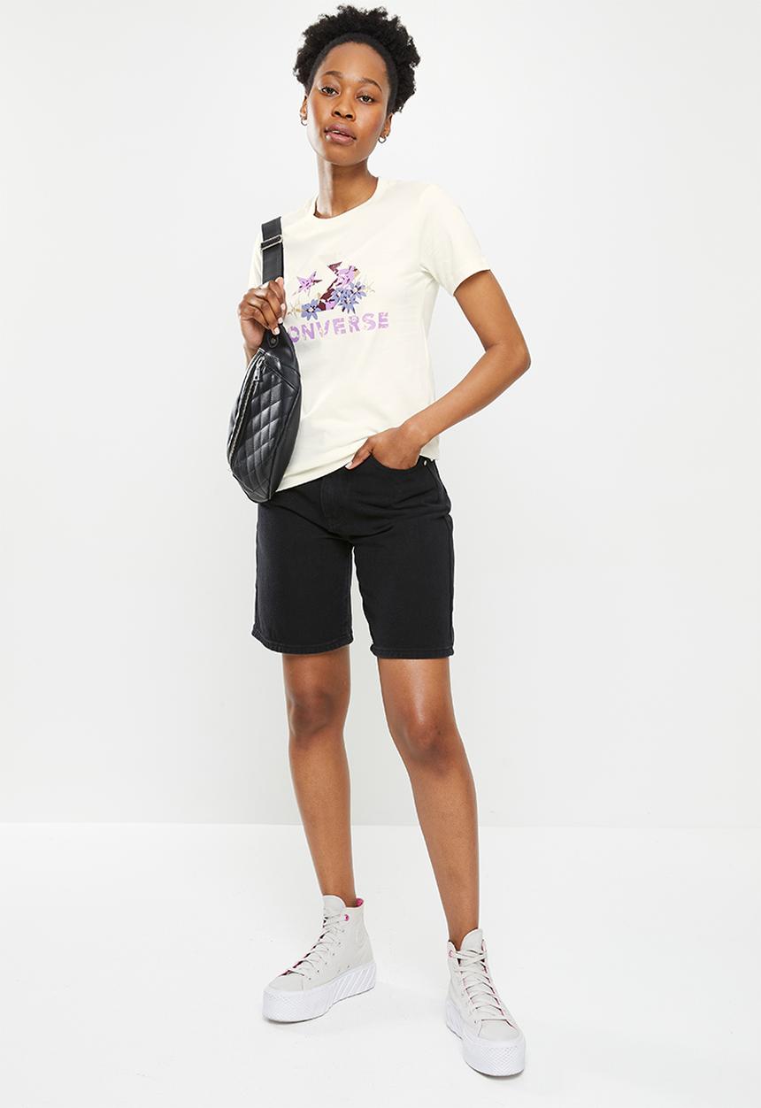 Converse - Star chevron abstract flowers tee - egret