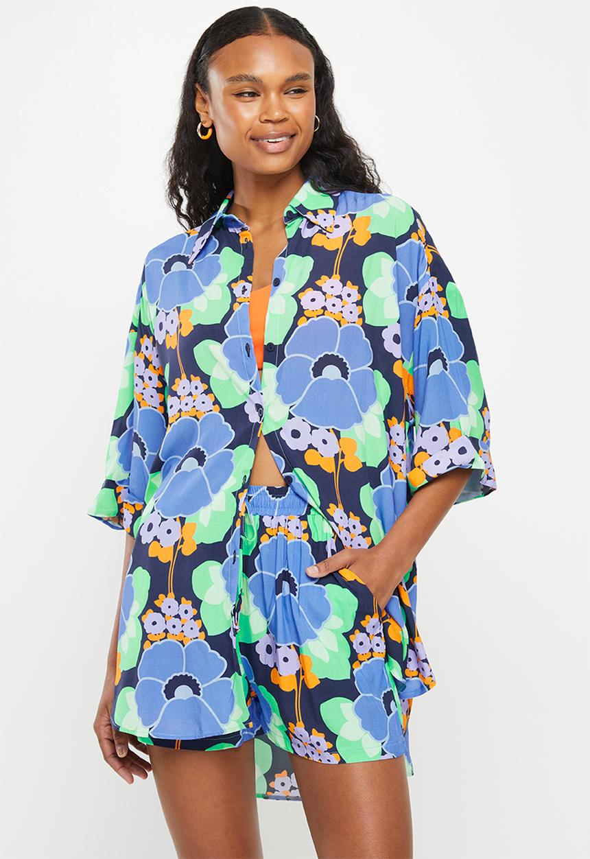 Me&B - Digital printed oversized shirt - 70's floral