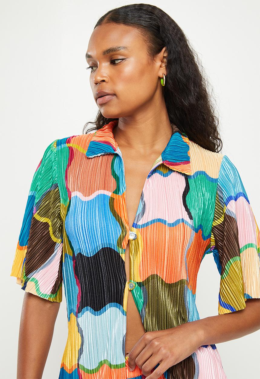 Me&B - Loop button longer length shirt - multi