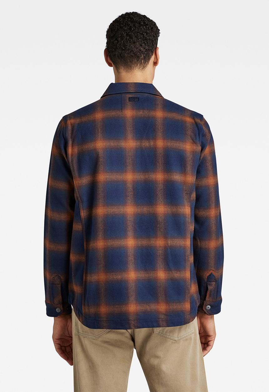 G-STAR - Check zip reg overshirt - sartho blue blur check 