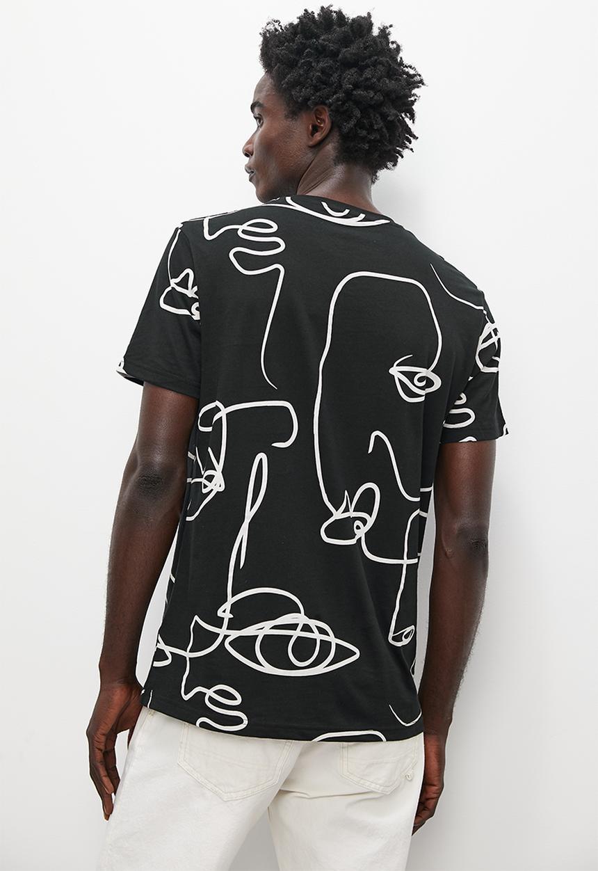 Superbalist - Aop abstract slim crew neck - black