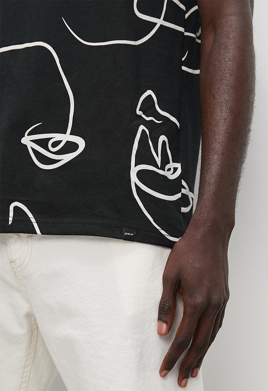 Superbalist - Aop abstract slim crew neck - black