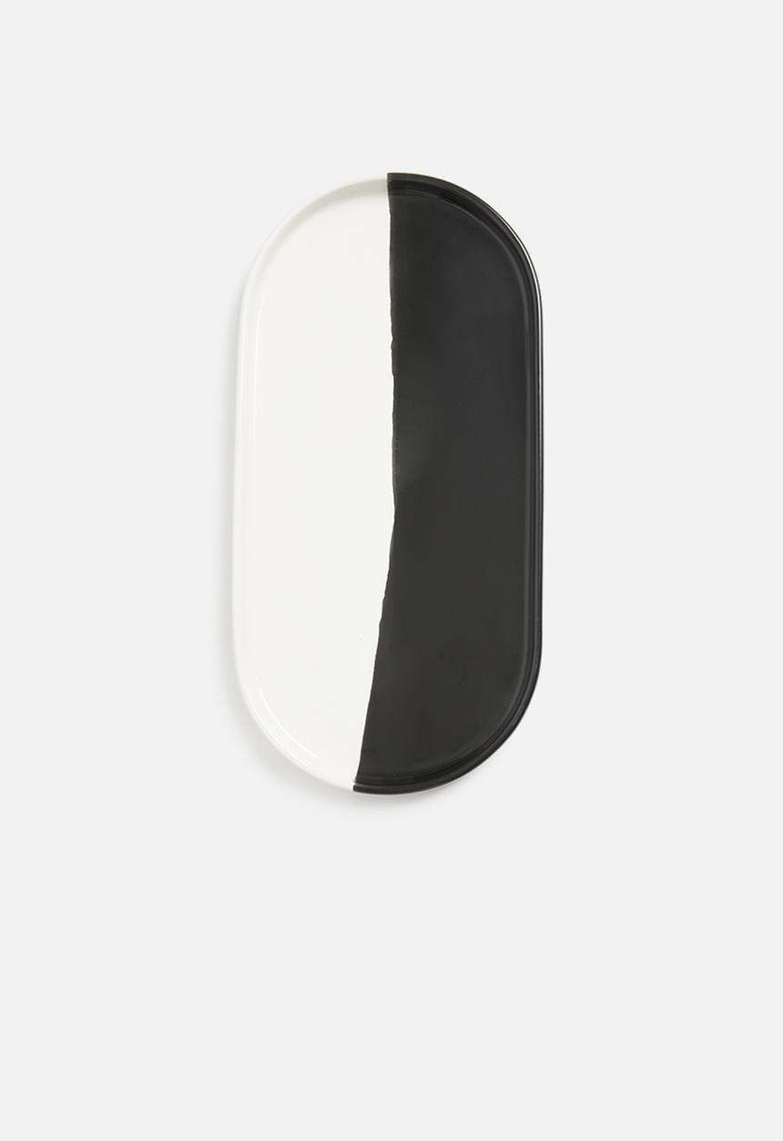 Urchin Art - Lyrica dipped platter- black & white