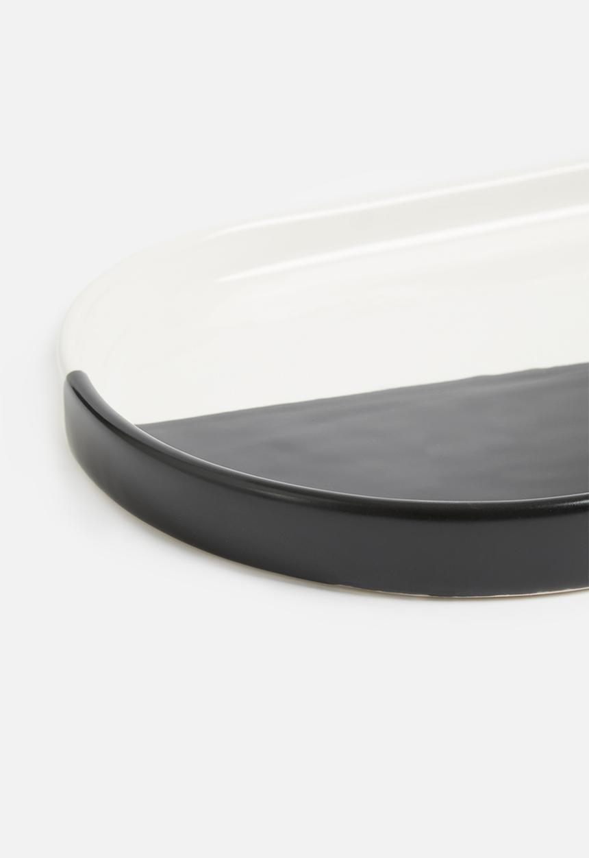 Urchin Art - Lyrica dipped platter- black & white