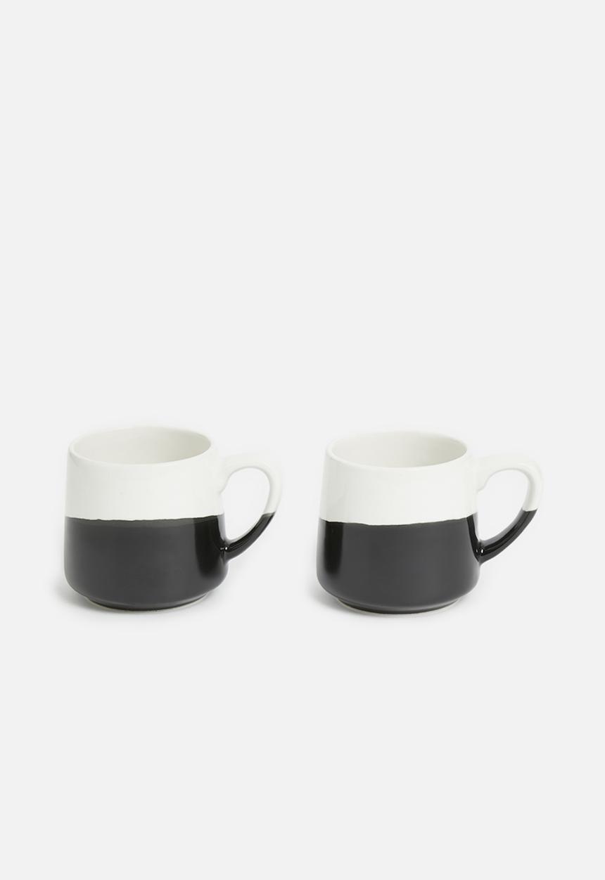 Urchin Art - Lyrica dipped mug set of 2- black & white