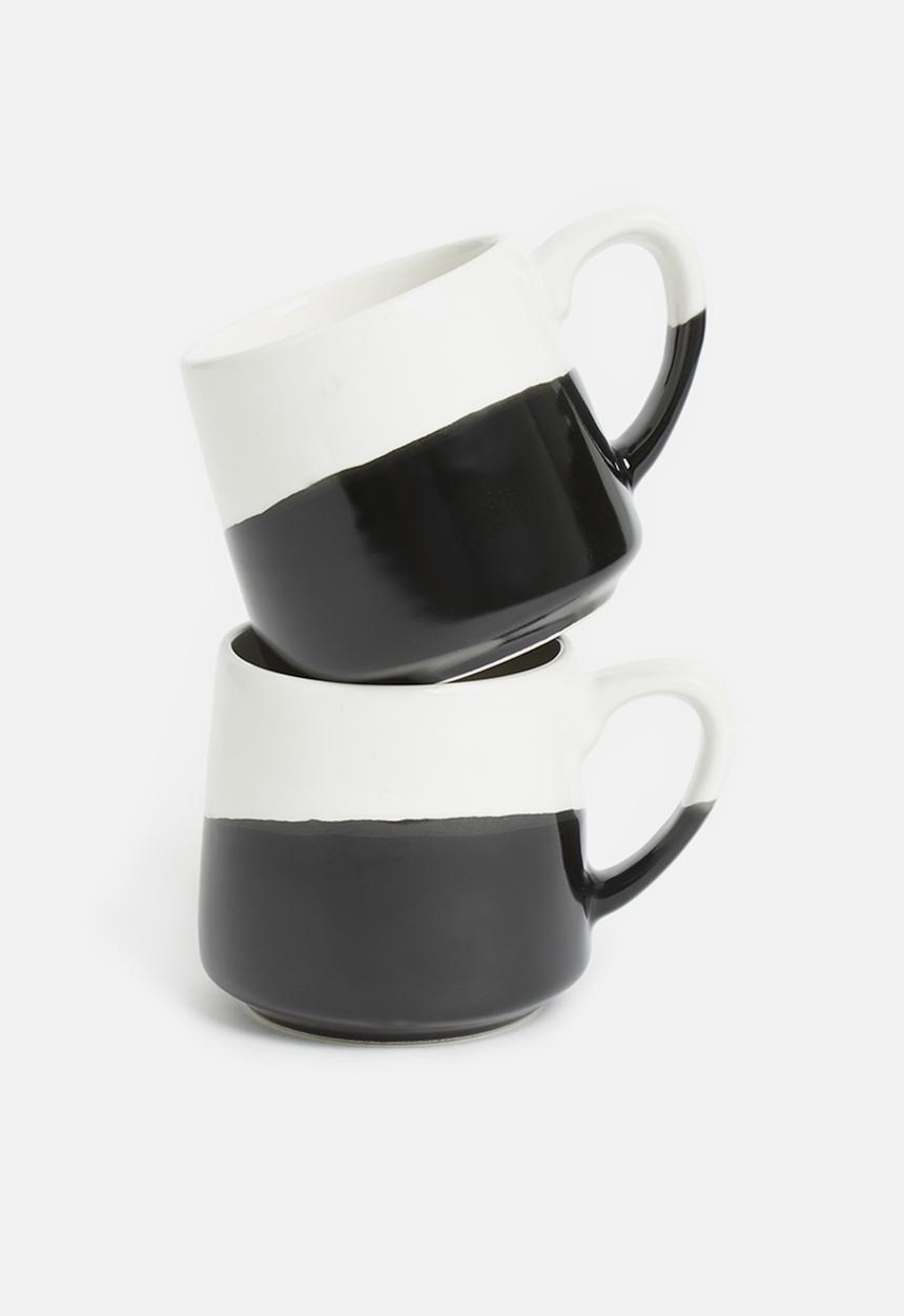Urchin Art - Lyrica dipped mug set of 2- black & white